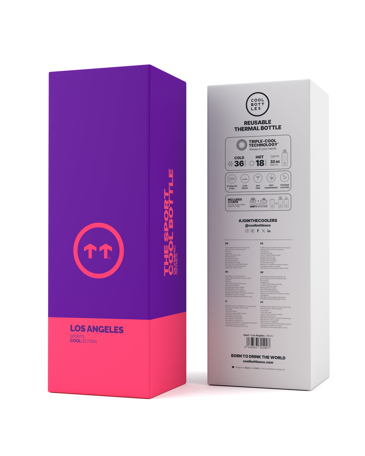 Cool Bottles Sport Los Angeles spor matarası ambalaj kutusu