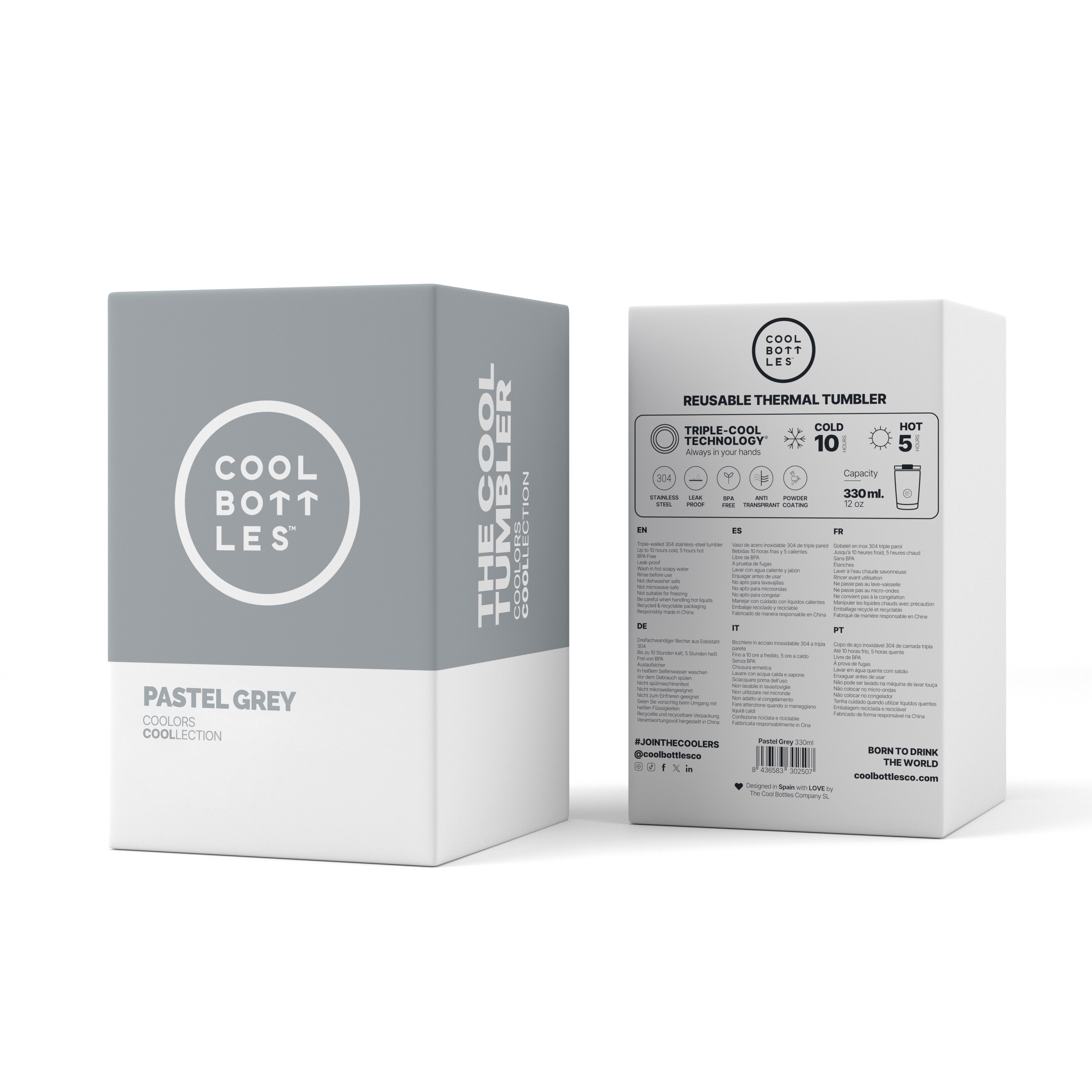 Cool Bottles Paslanmaz Çelik Termal Tumbler Pastel Grey