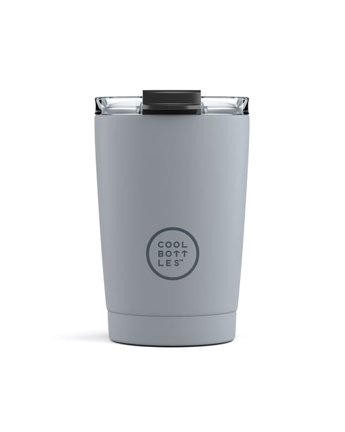 Cool Bottles Pastel Grey 330 ml gri çelik termos bardak, önden görünüm