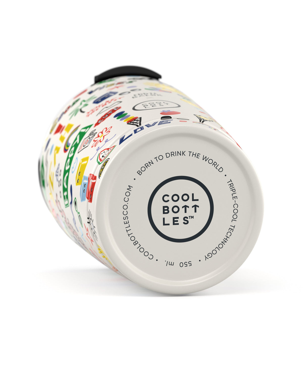 Cool Bottles Good Vibes 550 ml termos bardak, yatık gövde görünümü