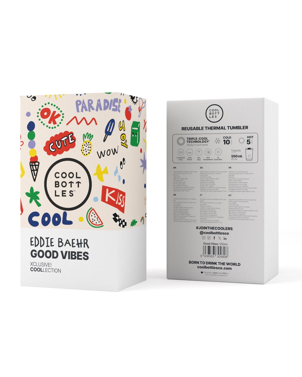 Cool Bottles Good Vibes 550 ml termos bardak ambalaj kutusu