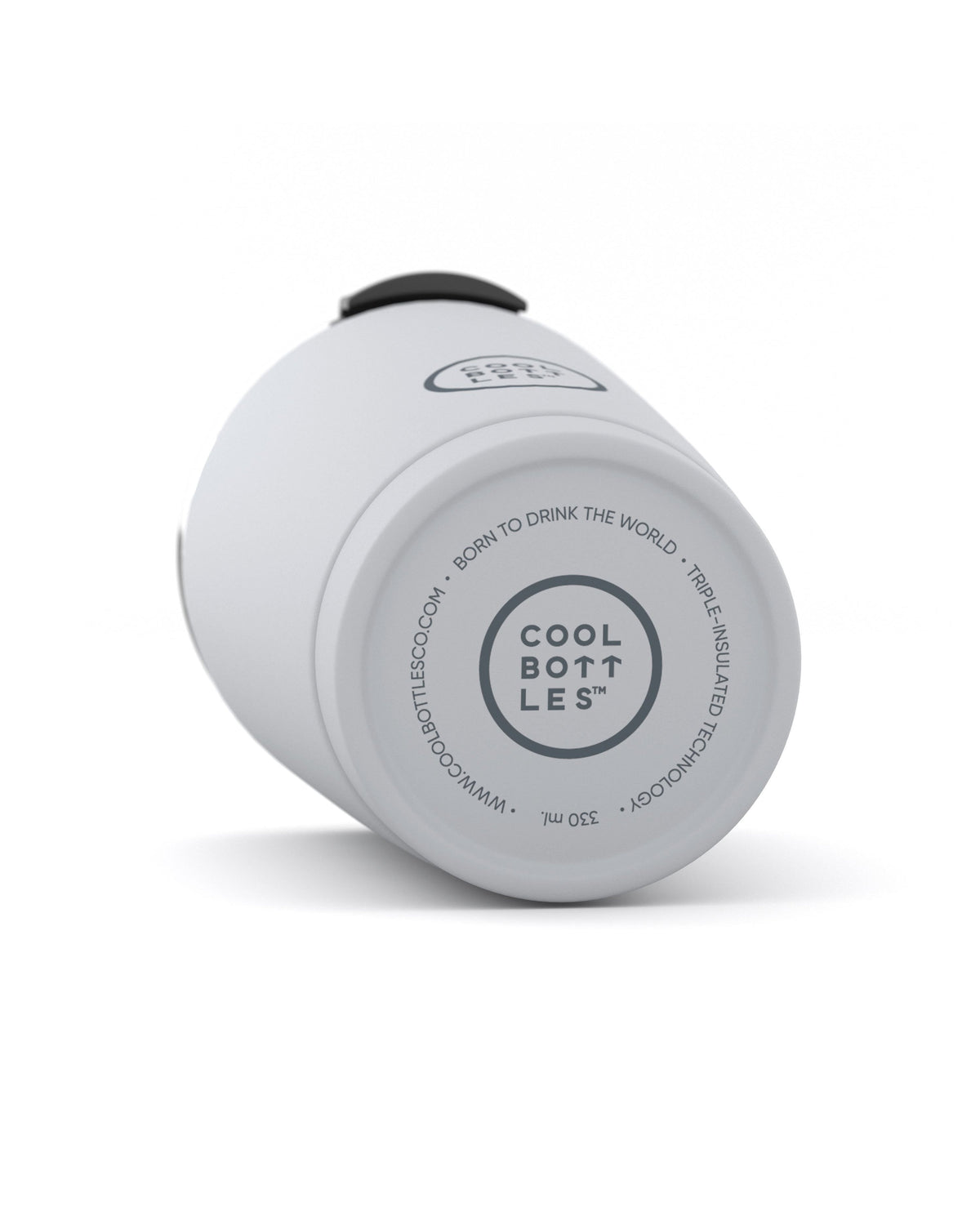 Cool Bottles Mono White 550 ml termos bardak, yatık gövde görünümü