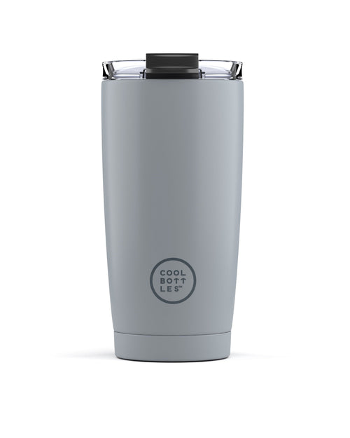 Cool Bottles Pastel Grey 550 ml gri çelik termos bardak, önden görünüm