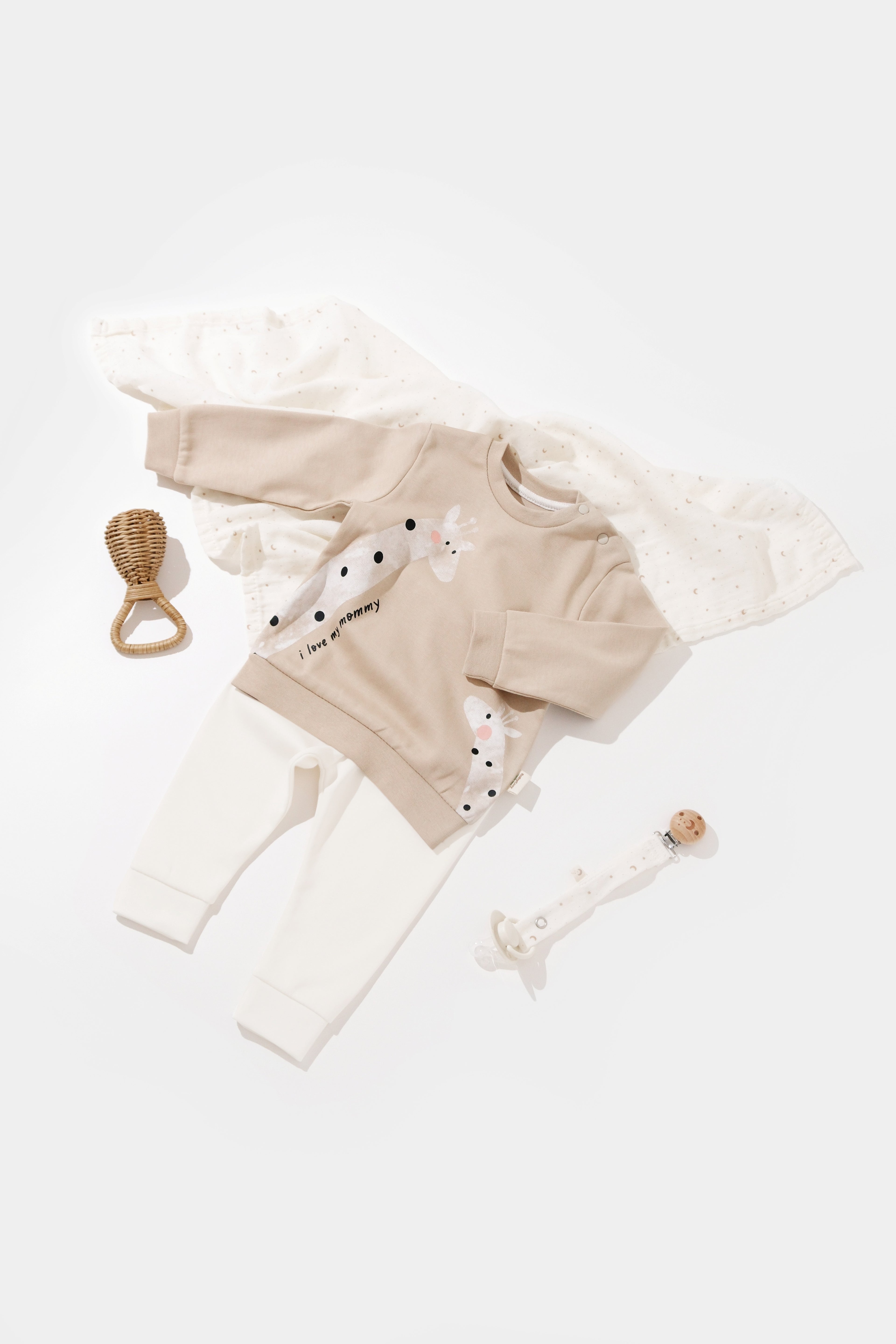 Organik Pamuk Giraffe Sweatshirt Pantolon Takım
