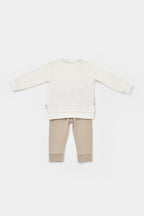 BabyCosy ekru sweatshirt ve bej pantolon 2'li takım, arkadan görünüm