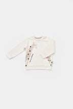 BabyCosy ekru zürafa baskılı bebek sweatshirt, önden görünüm