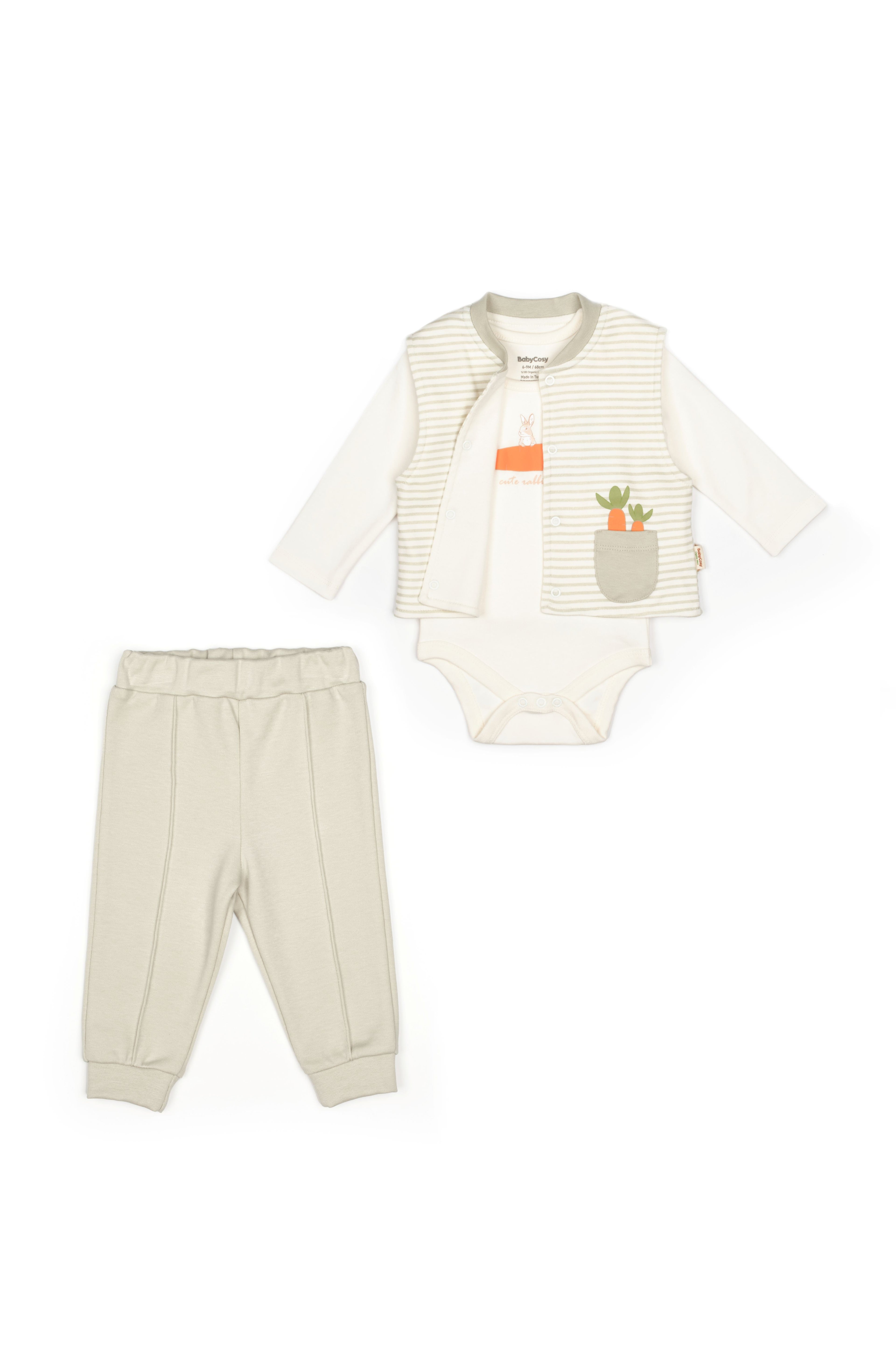 BabyCosy Organik Pamuk Rabbit Üçlü Takım - Riki Baby&Kids