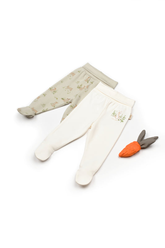 BabyCosy Organik Pamuk Rabbit 2'li Kendinden Patikli Pantolon - Riki Baby&Kids