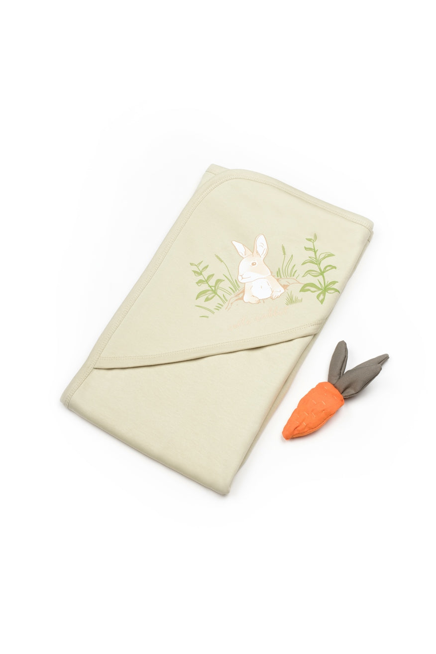 Organik Pamuk Çift Katlı Rabbit Battaniye – Yeşil (85x100 cm)