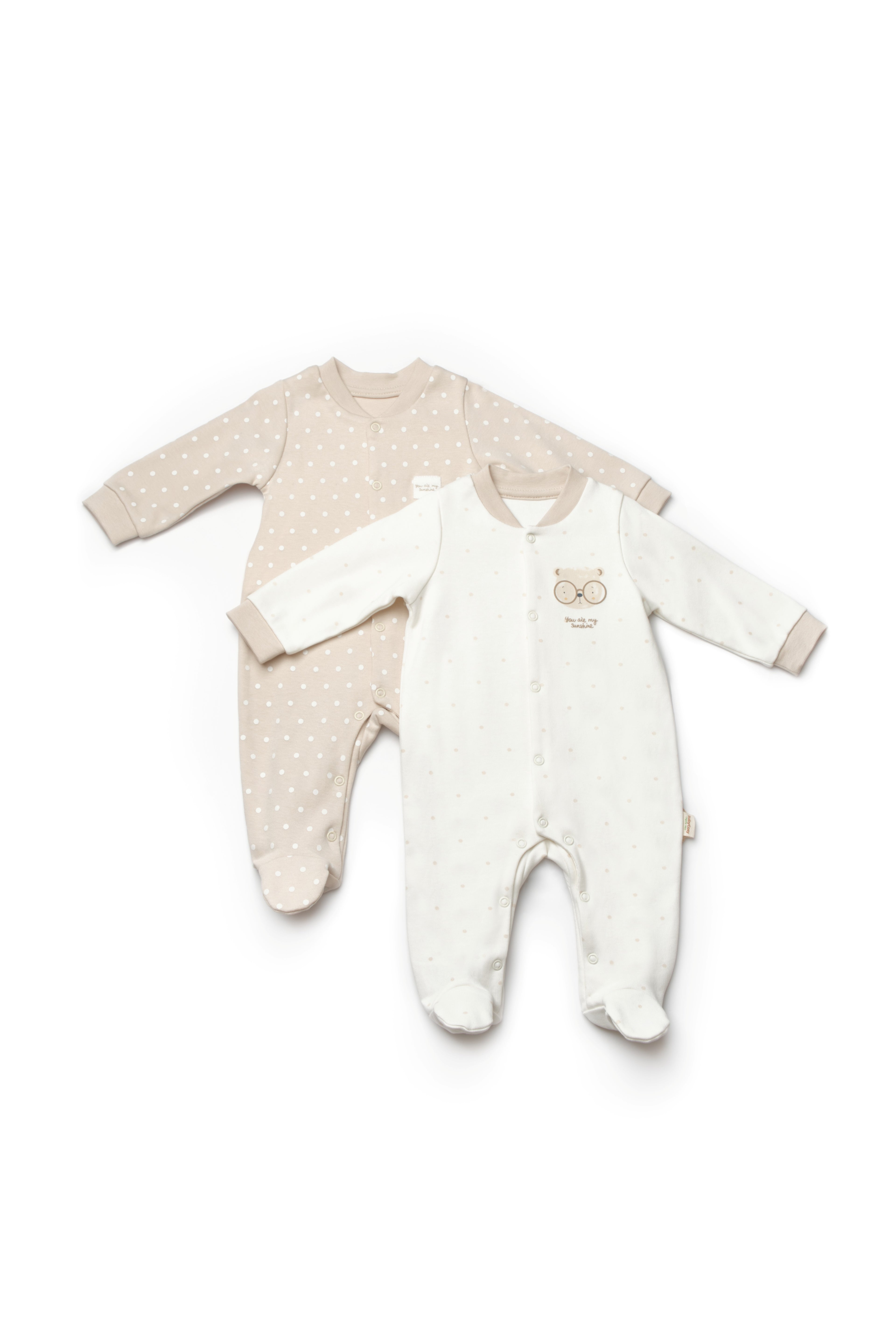 Organik Pamuk Teddy Bear Patikli Çıtçıtlı 2'li Tulum Set