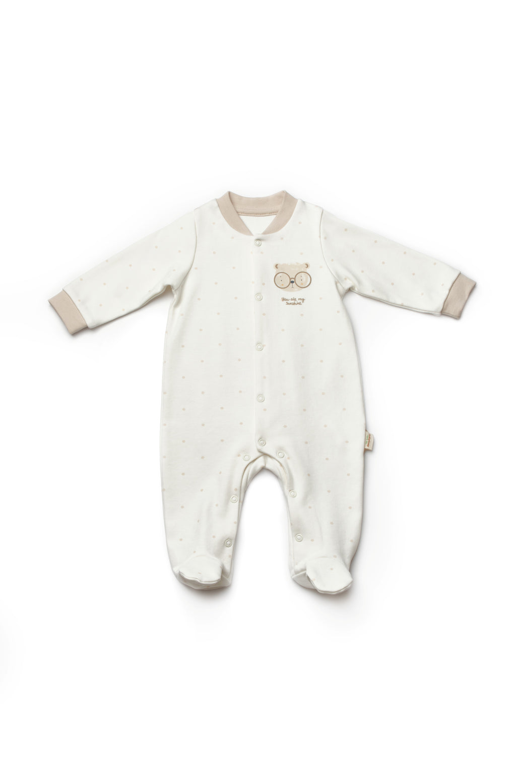 Organik Pamuk Teddy Bear Patikli Çıtçıtlı 2'li Tulum Set