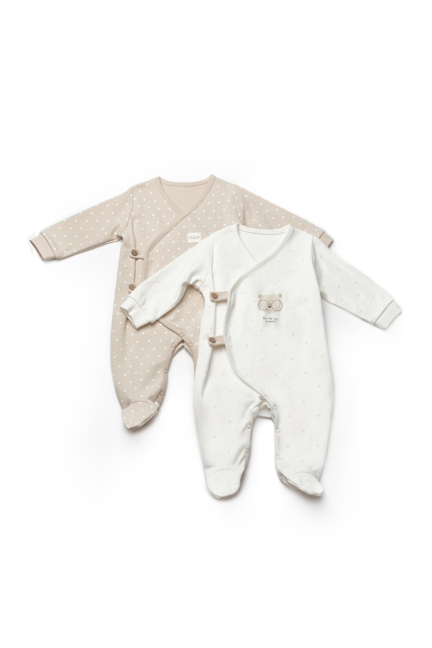 BabyCosy Organik Pamuk Teddy Bear Patikli 2'li Kruvaze Tulum Set