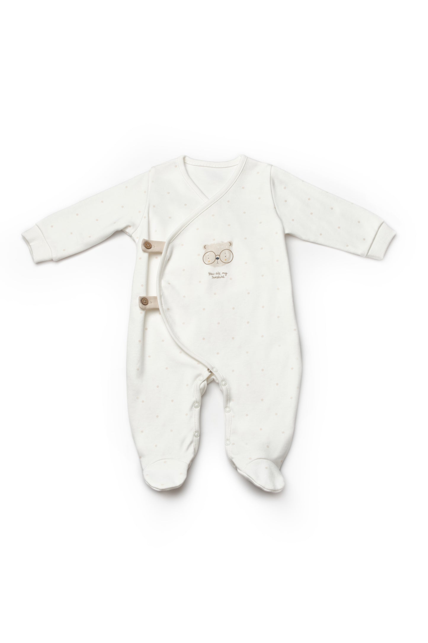 BabyCosy Organik Pamuk Teddy Bear Patikli 2'li Kruvaze Tulum Set