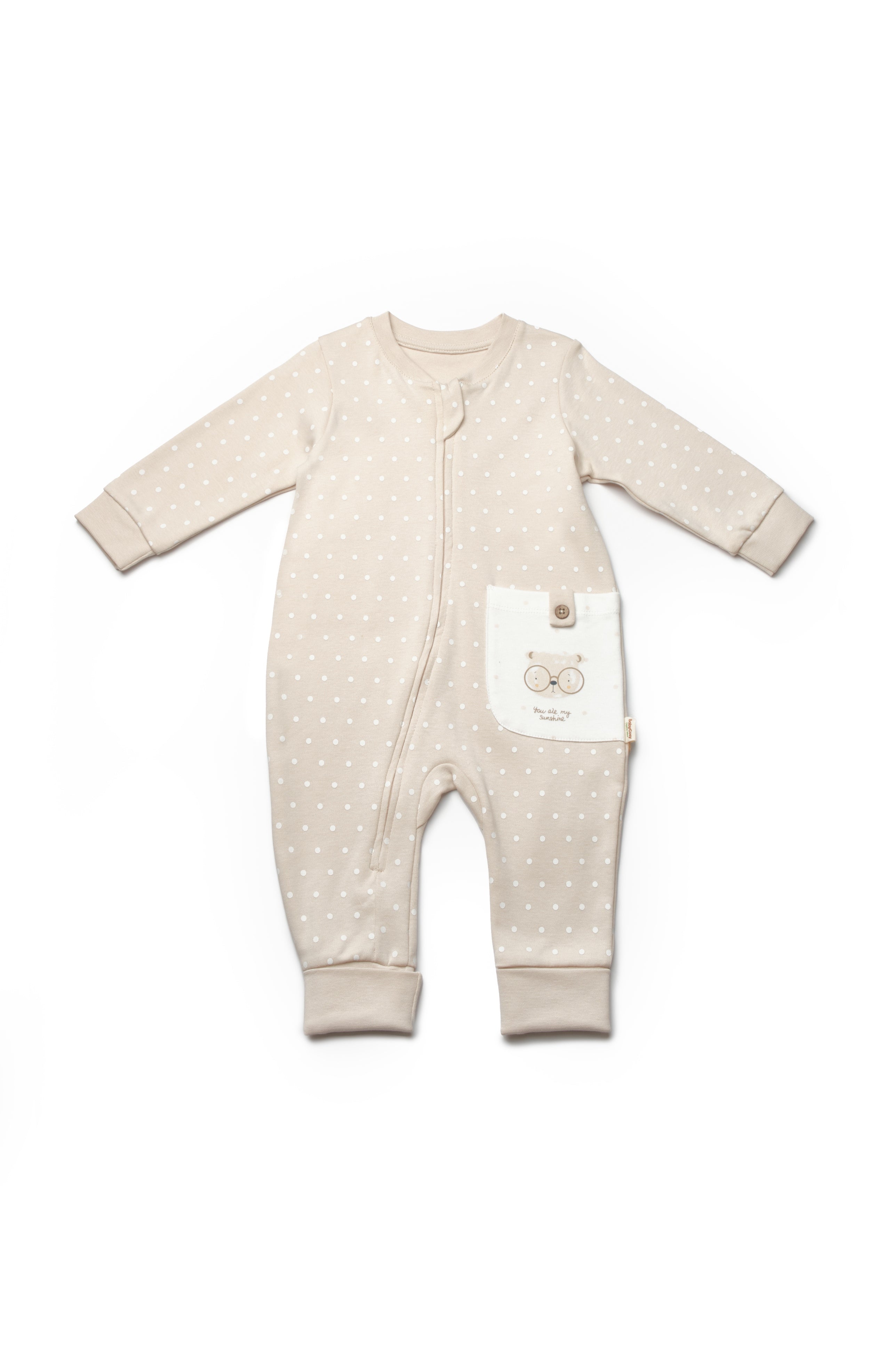 Organik Pamuk Teddy Bear Fermuarlı Cepli Tulum