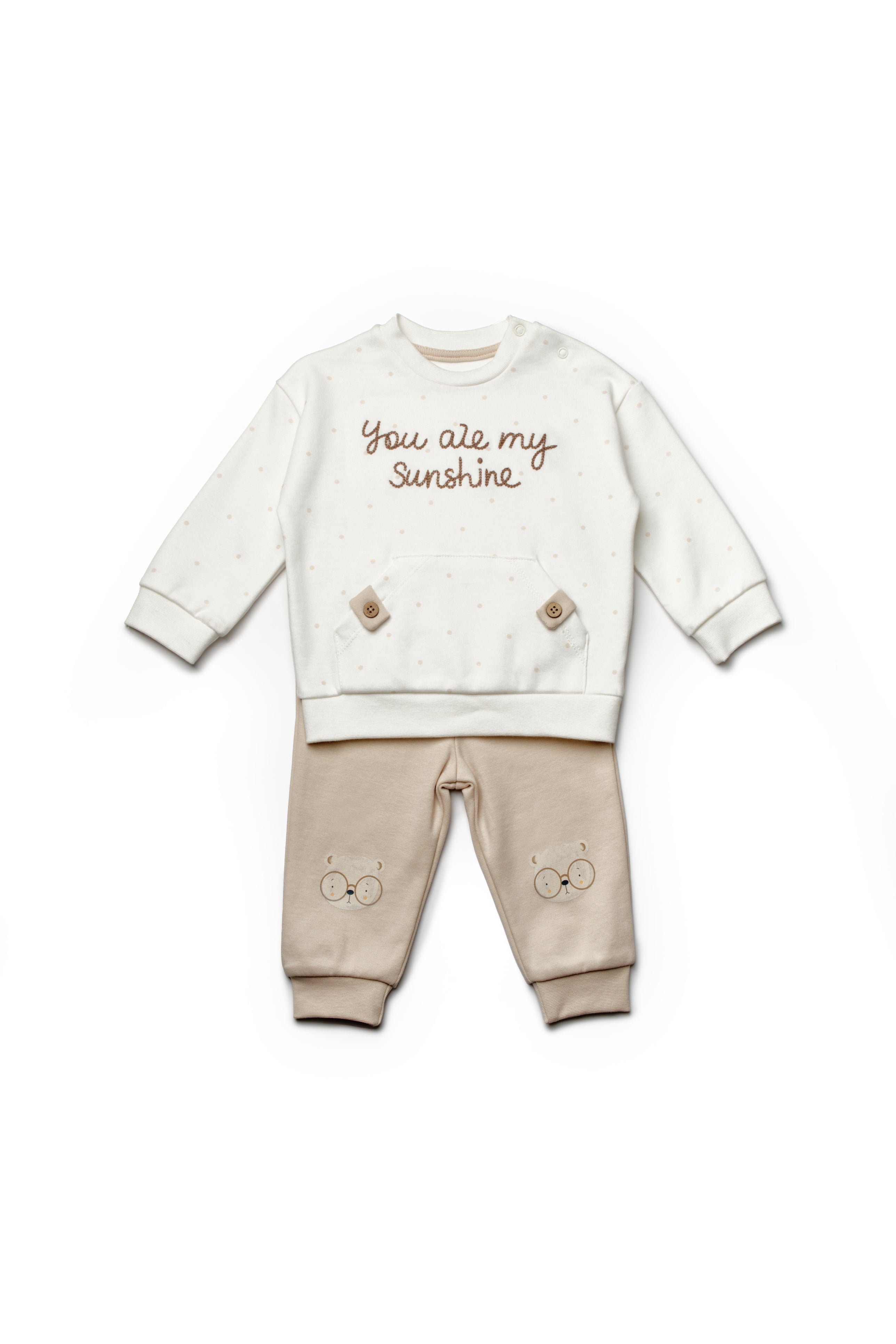 Organik Pamuk Teddy Bear Kanguru Cepli Takım