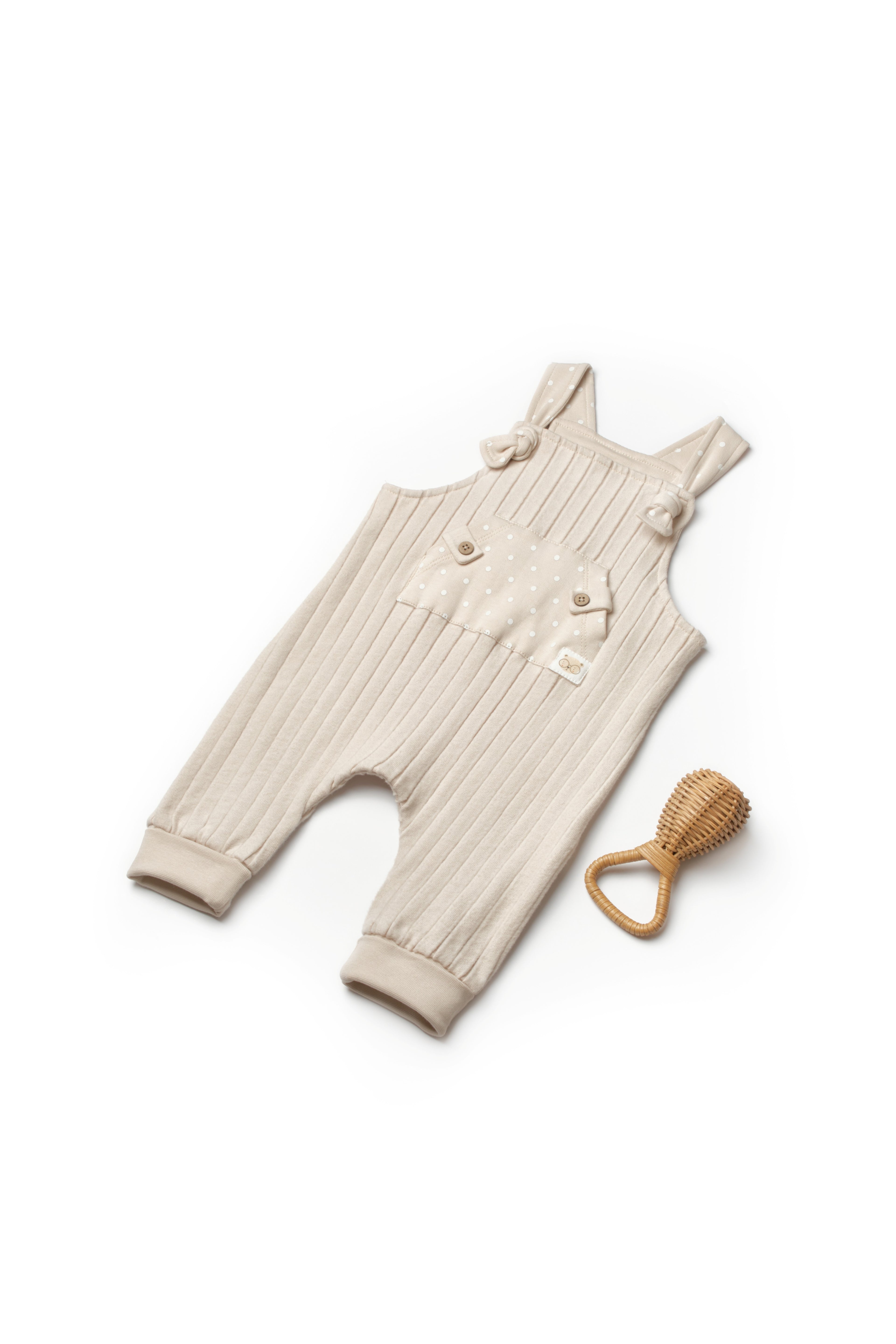 Organik Pamuk Puantiyeli Askılı Tulum – Teddy Bear Koleksiyonu