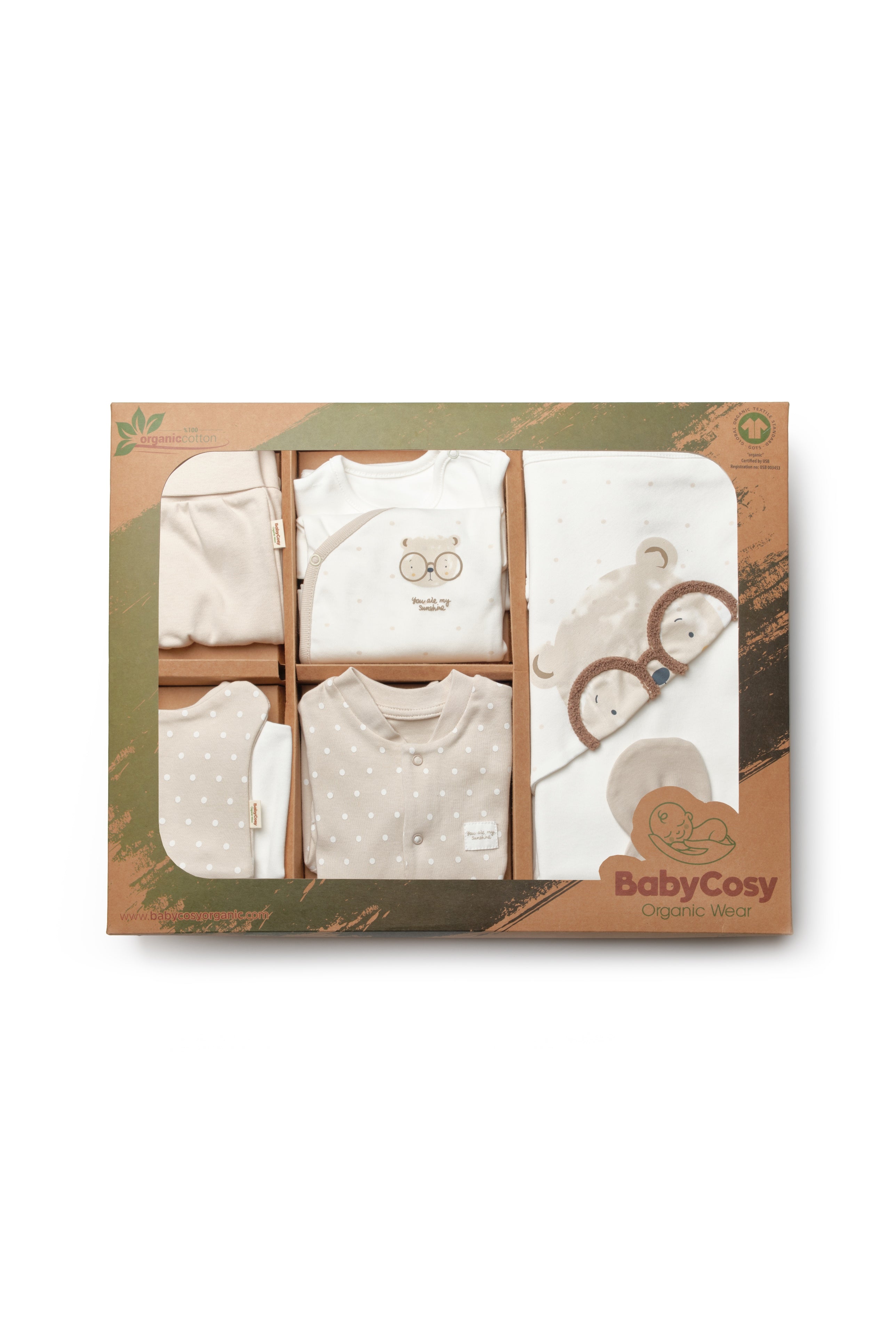 Organik Pamuk Teddy Bear 10'lu Hastane Çıkış Seti