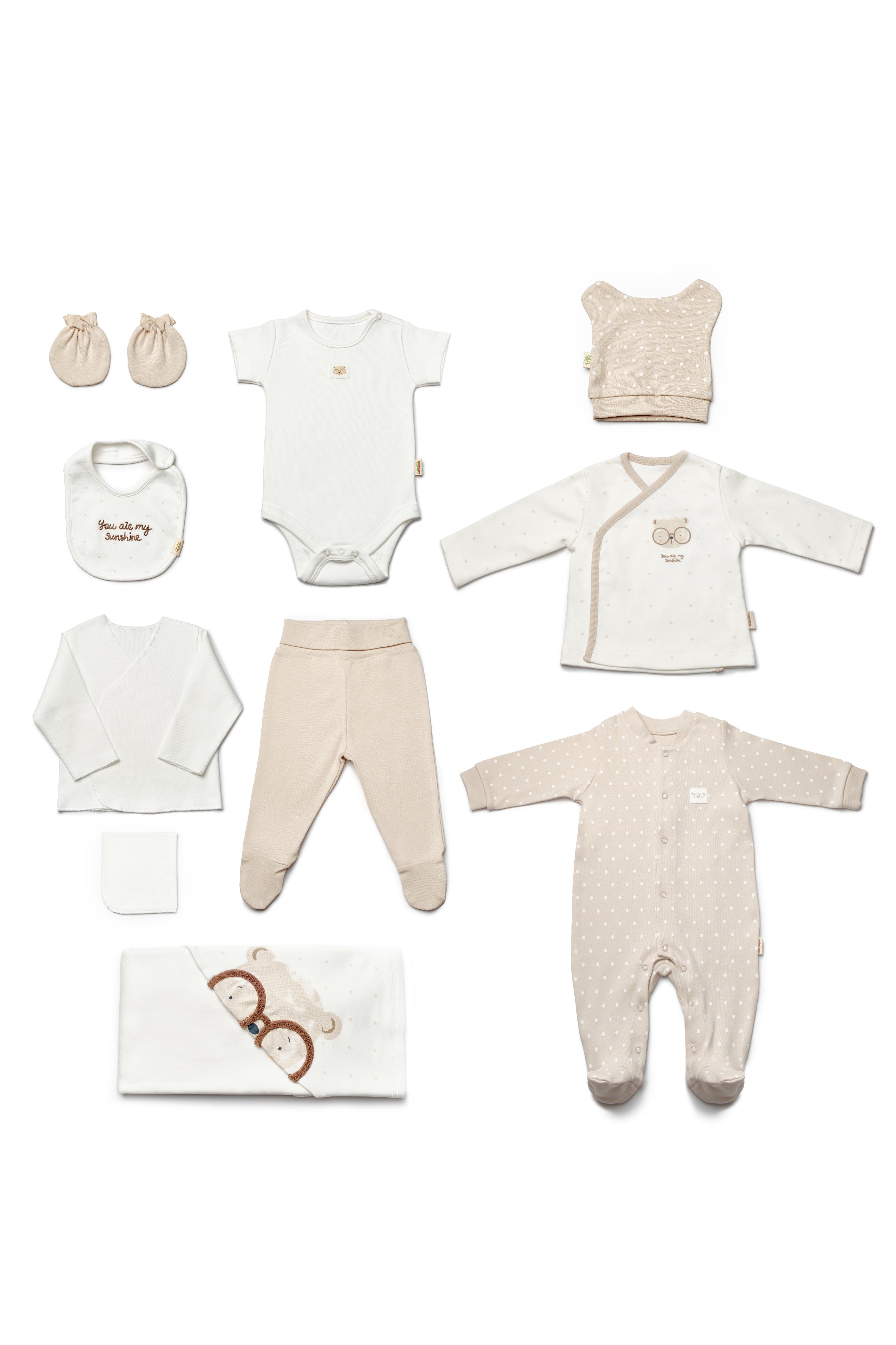 Organik Pamuk Teddy Bear 10'lu Hastane Çıkış Seti
