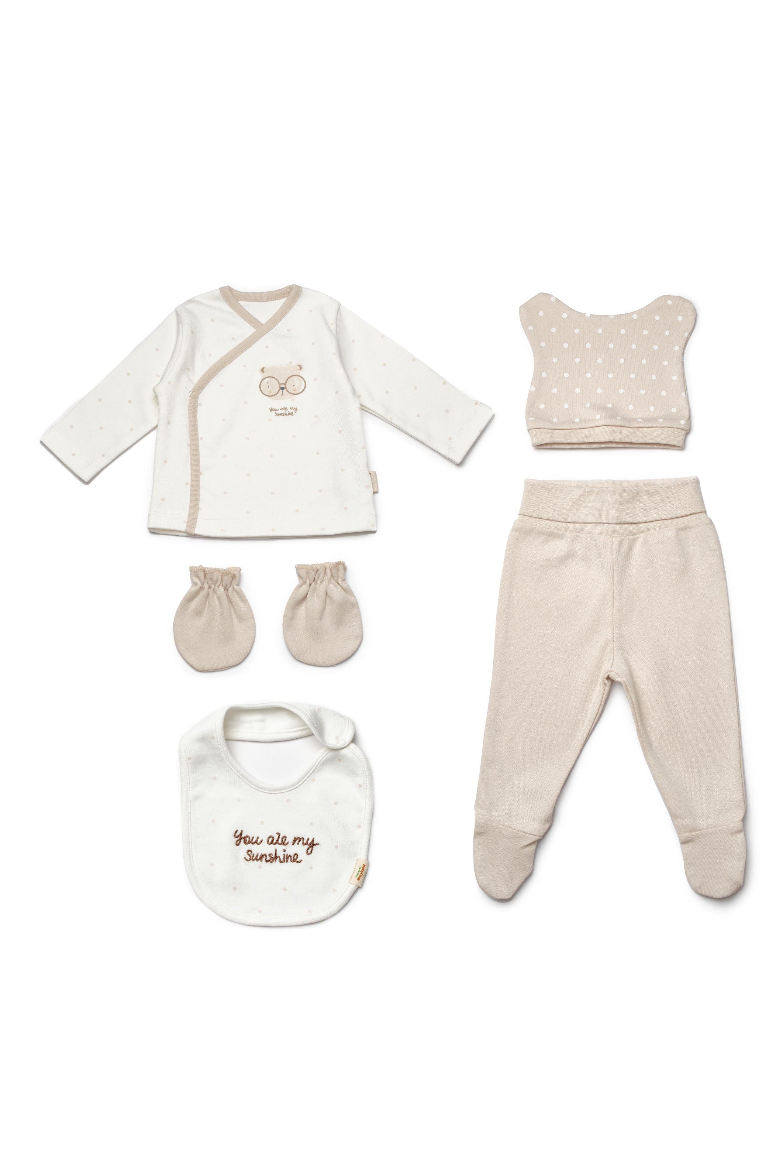 Organik Pamuk Teddy Bear 5'li Hastane Çıkış Seti
