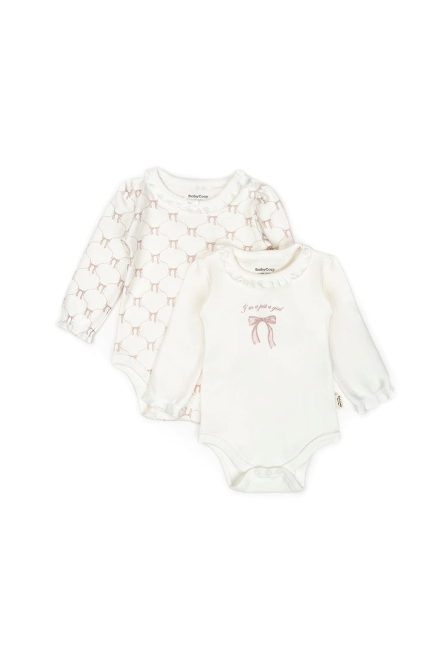 Organik Pamuk Uzun Kollu Fırfır Yakalı 2’li Body Seti – Bow Koleksiyonu
