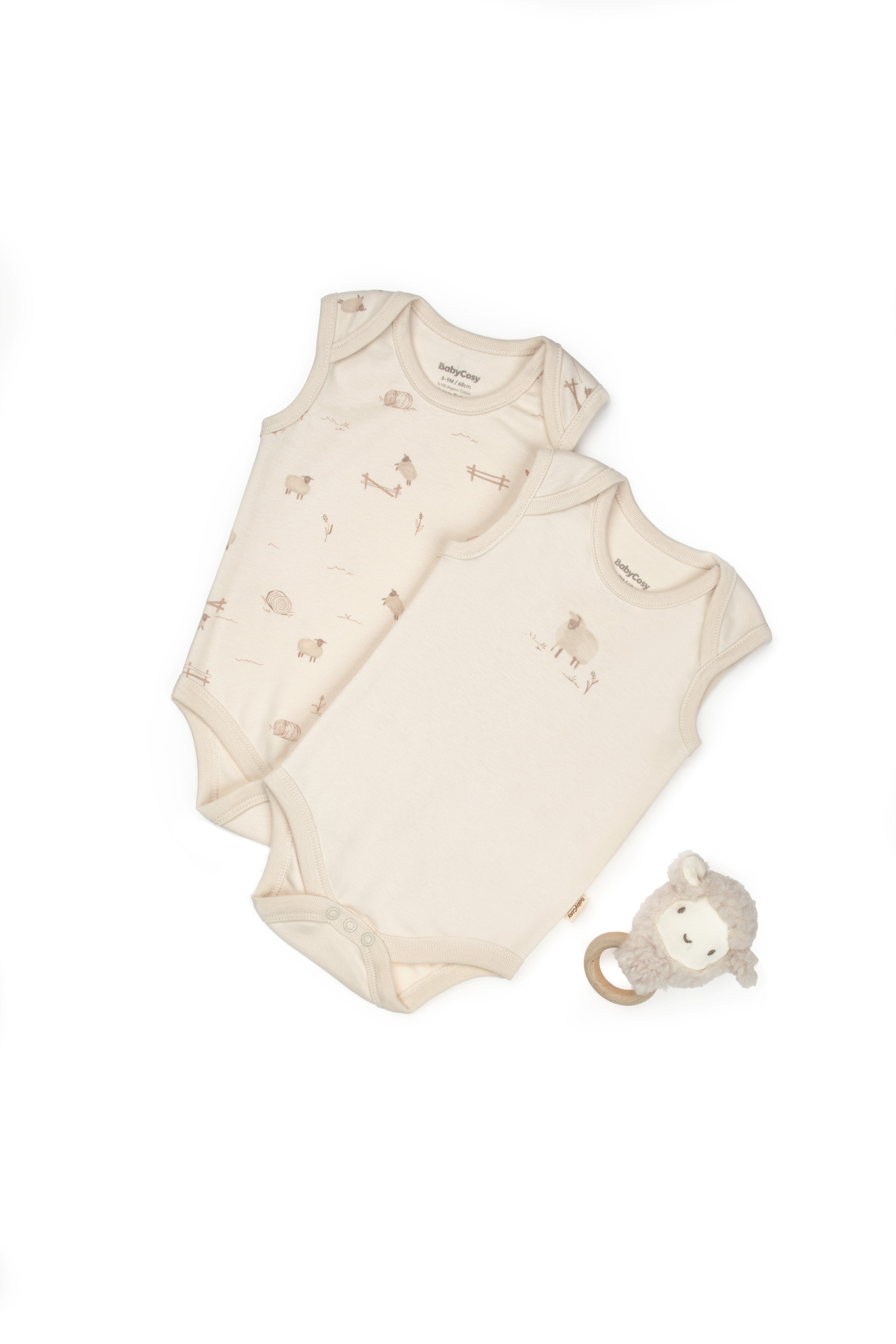 Organik Pamuk Kuzu Baskılı Kolsuz Body – Lamb Koleksiyonu