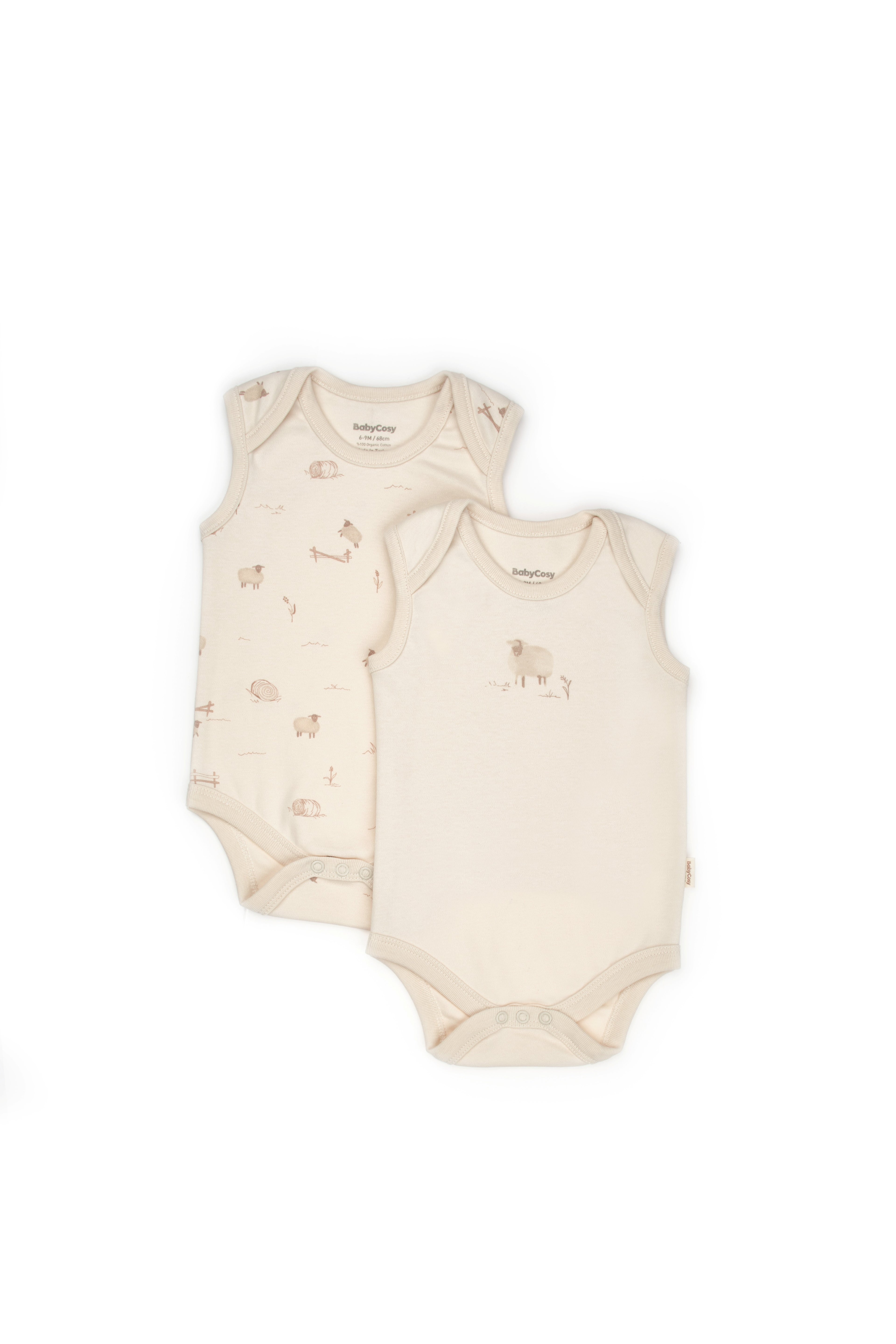 Organik Pamuk Kuzu Baskılı Kolsuz Body – Lamb Koleksiyonu