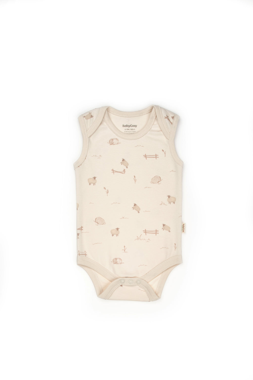 Organik Pamuk Kuzu Baskılı Kolsuz Body – Lamb Koleksiyonu