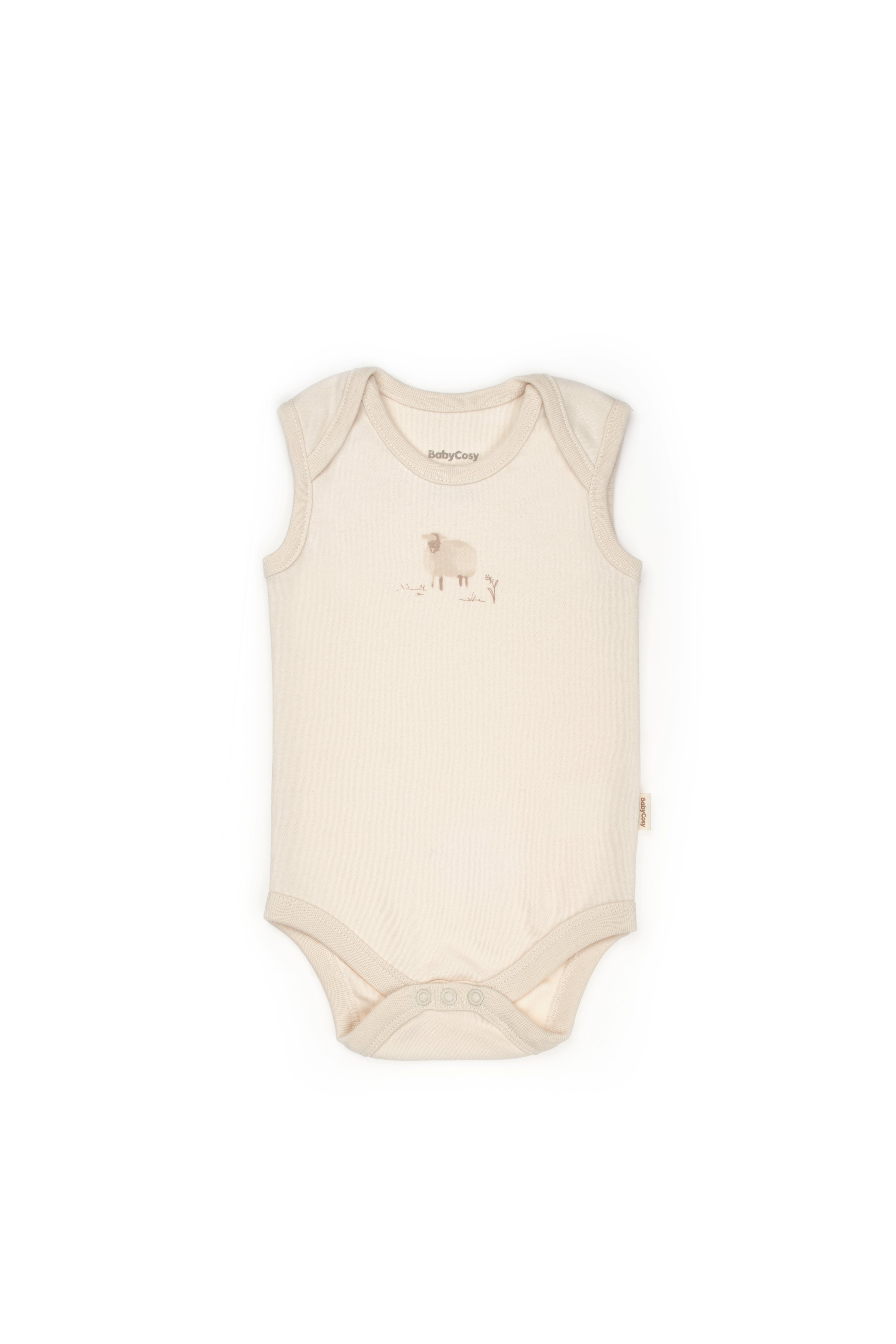 Organik Pamuk Kuzu Baskılı Kolsuz Body – Lamb Koleksiyonu