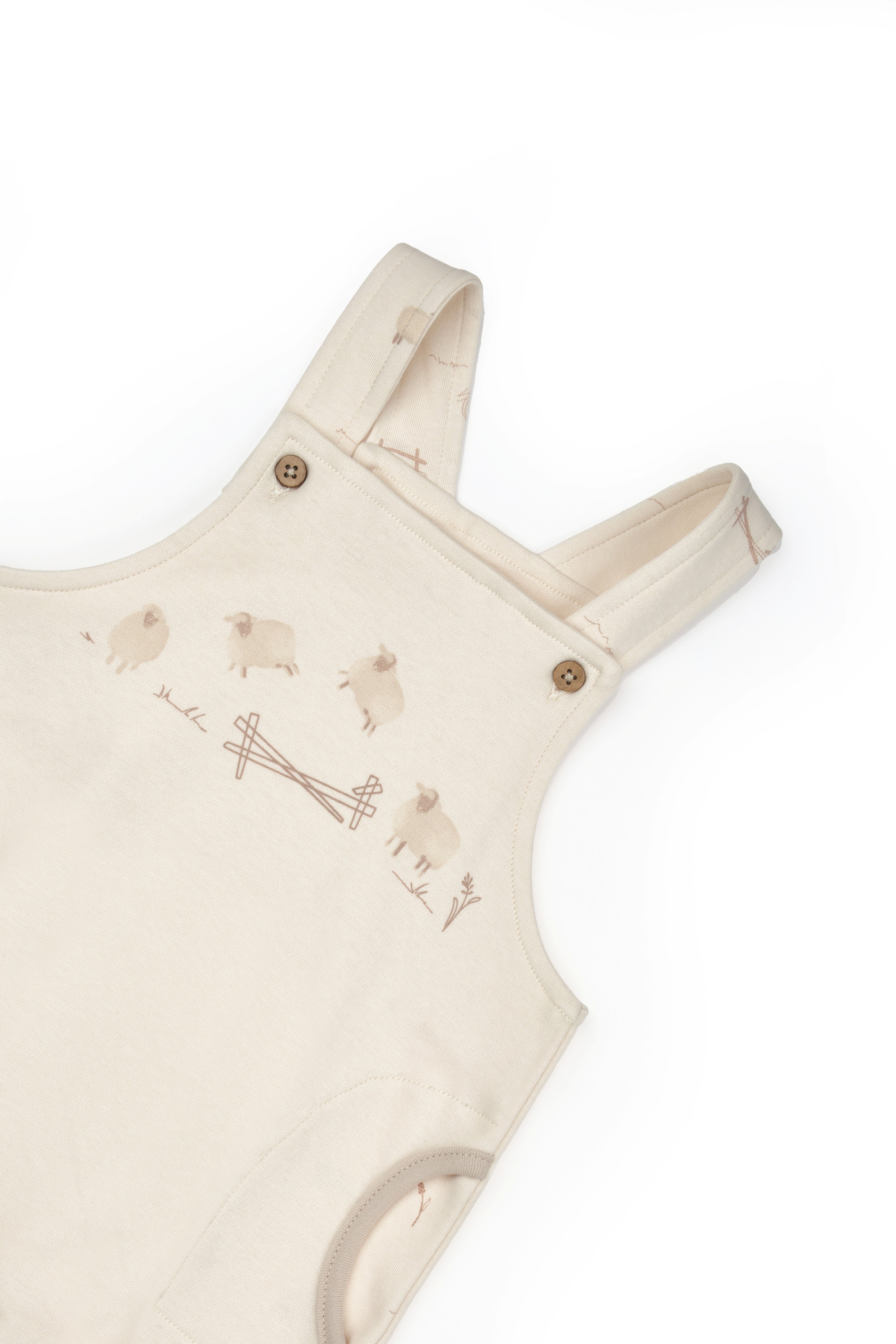 Organik Pamuk Kuzu Desenli Uzun Paçalı Salopet – Lamb Koleksiyonu