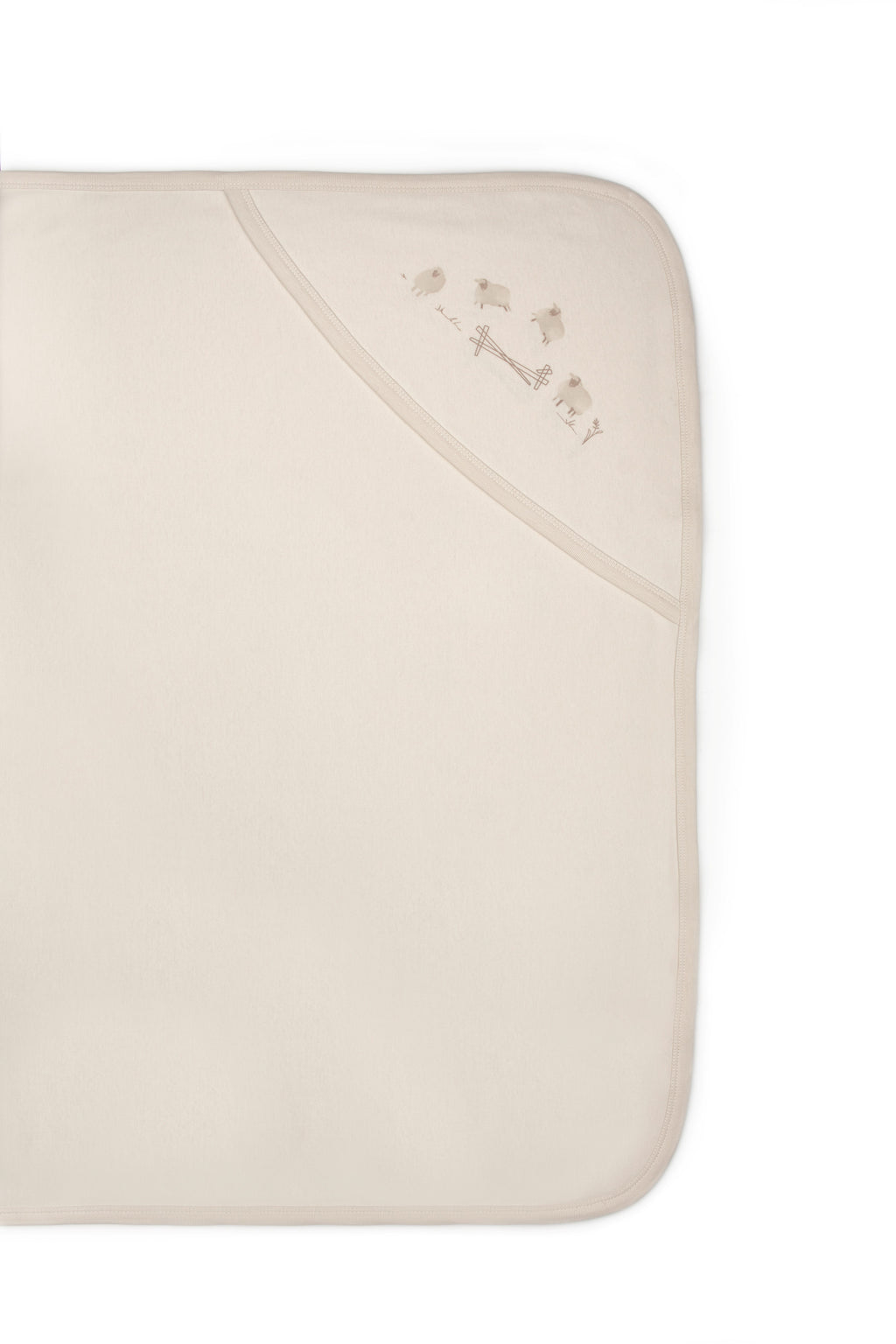 Organik Pamuk Kuzu Desenli Kapüşonlu Battaniye – Bej