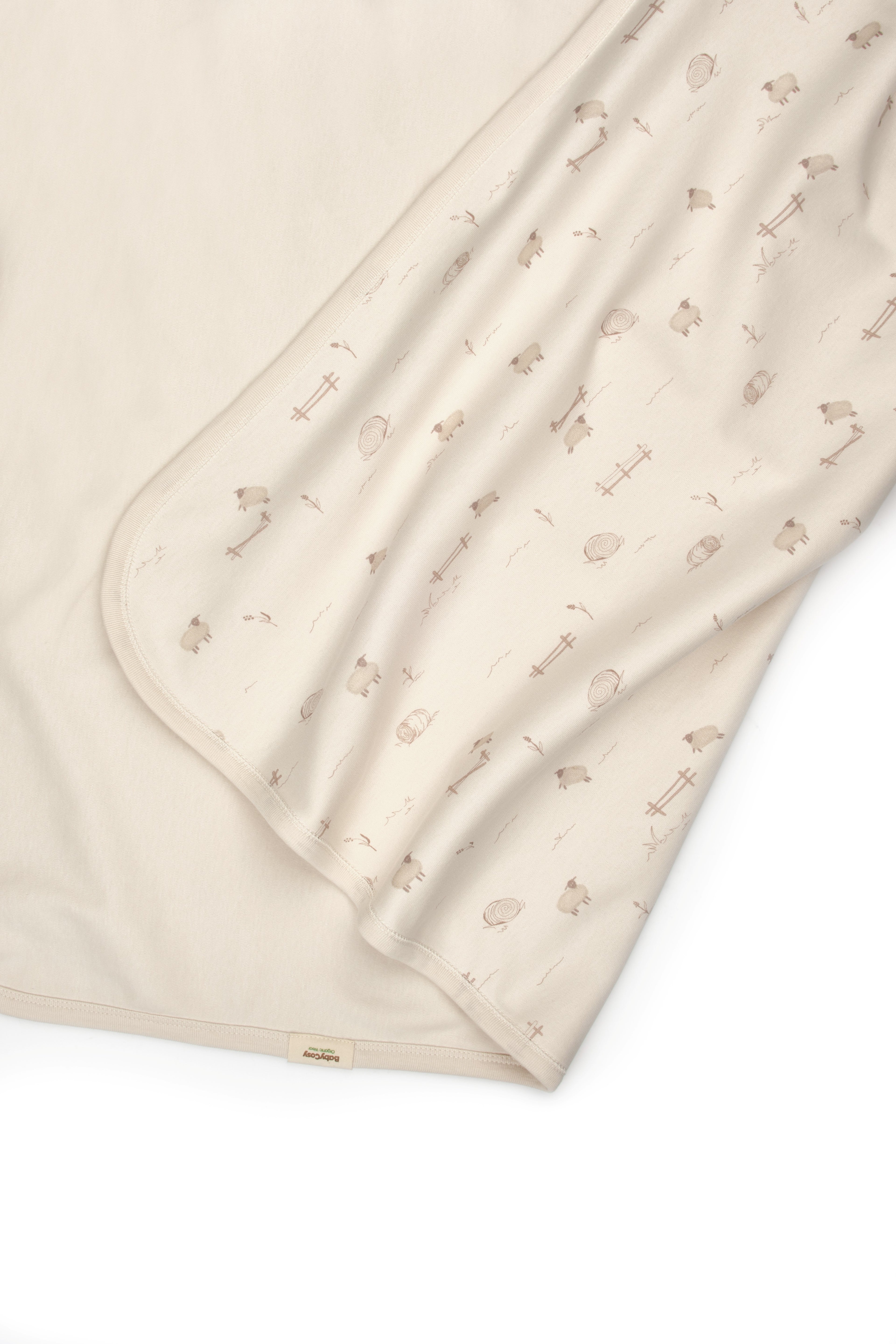 Organik Pamuk Kuzu Desenli Kapüşonlu Battaniye – Bej