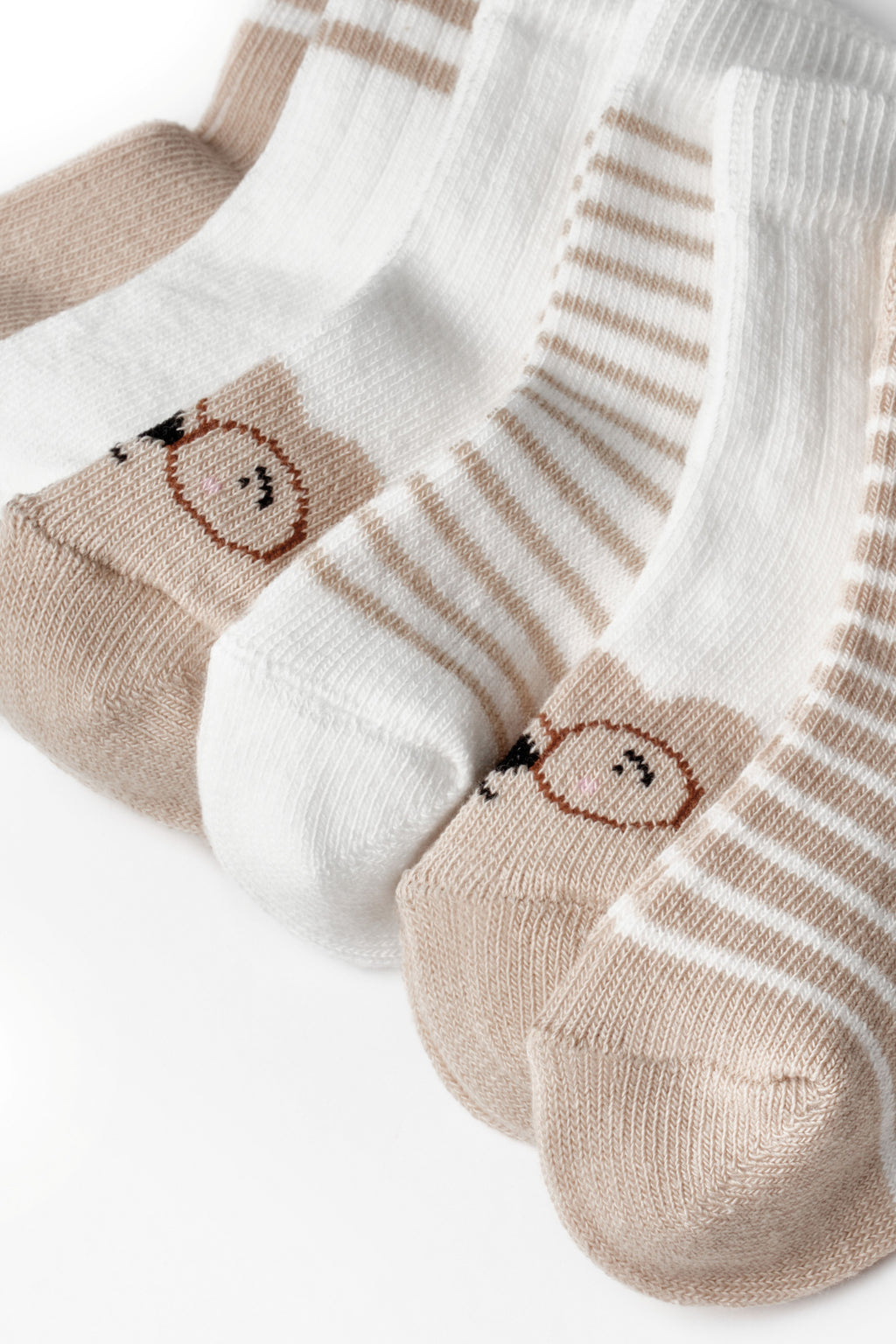 Organik Pamuk Teddy Bear Kutulu 6'lı Bebek Çorap Seti