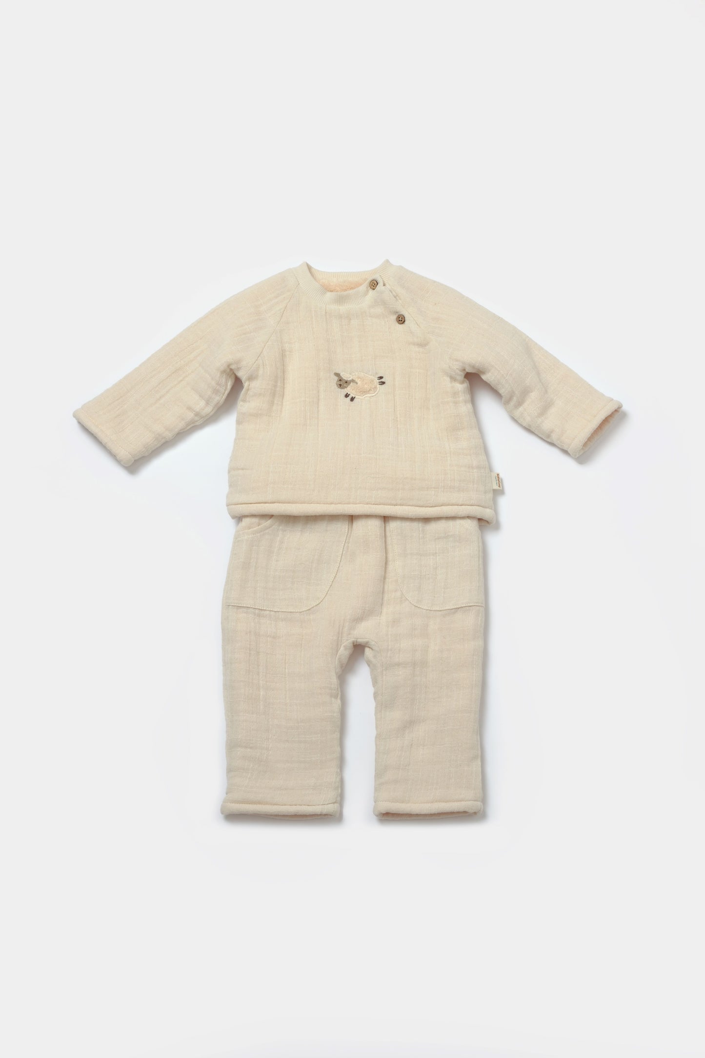 BabyCosy Kuzu Nakışlı Müslin WellSoft Takım - Riki Baby&Kids