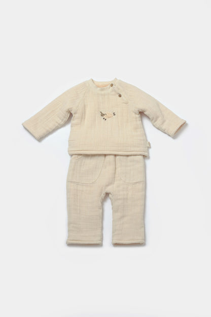 BabyCosy Kuzu Nakışlı Müslin WellSoft Takım - Riki Baby&Kids