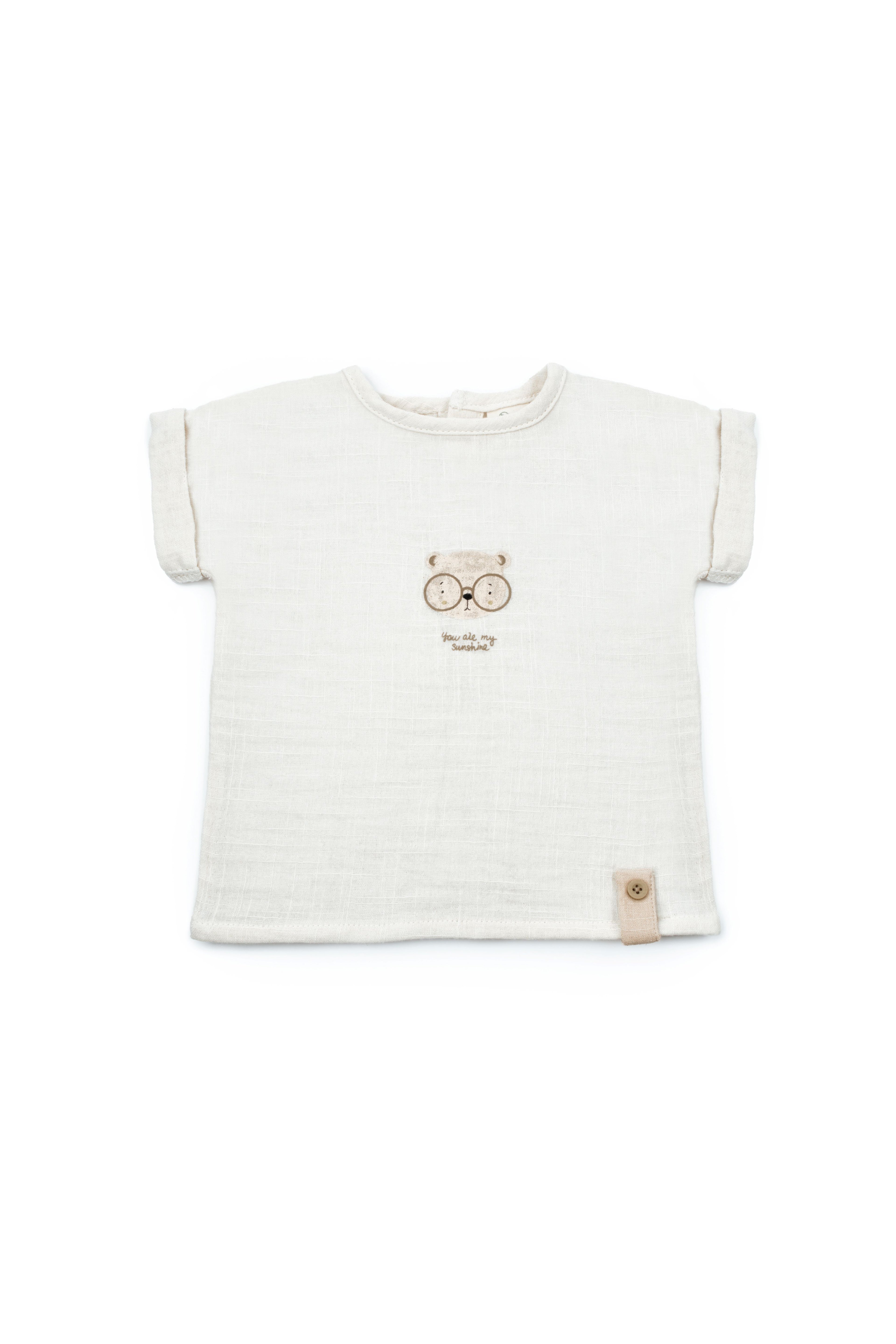 Organik Pamuk Teddy Bear Müslin Şort Takım