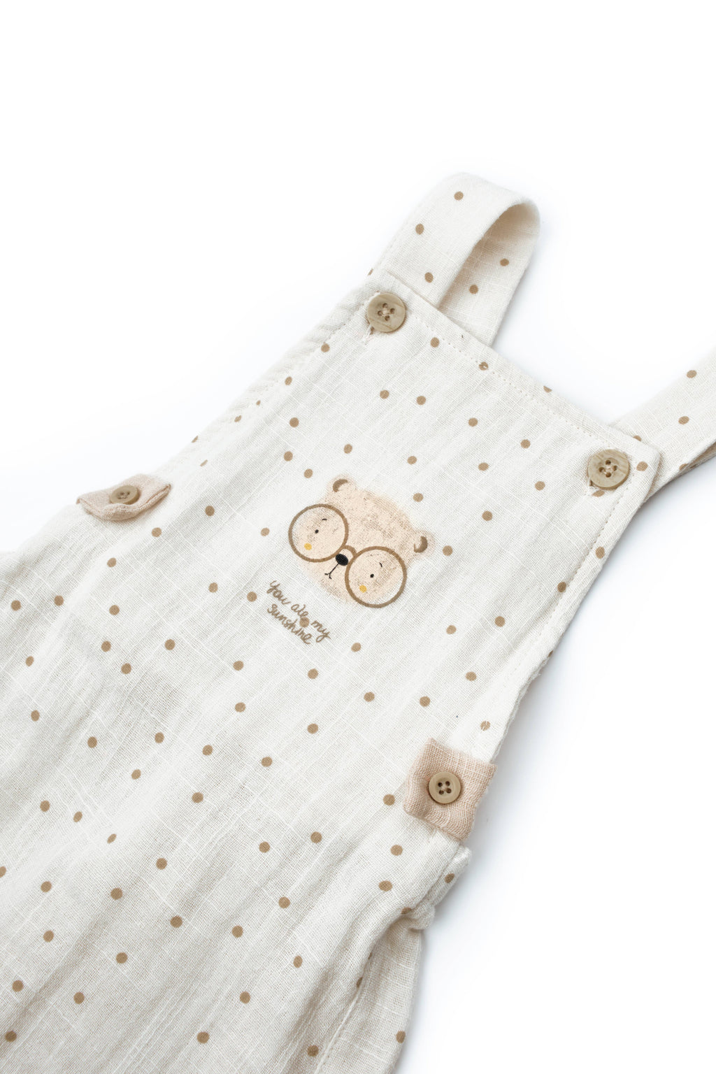 Organik Pamuk Teddy Bear Şapkalı Müslin Şort Tulum