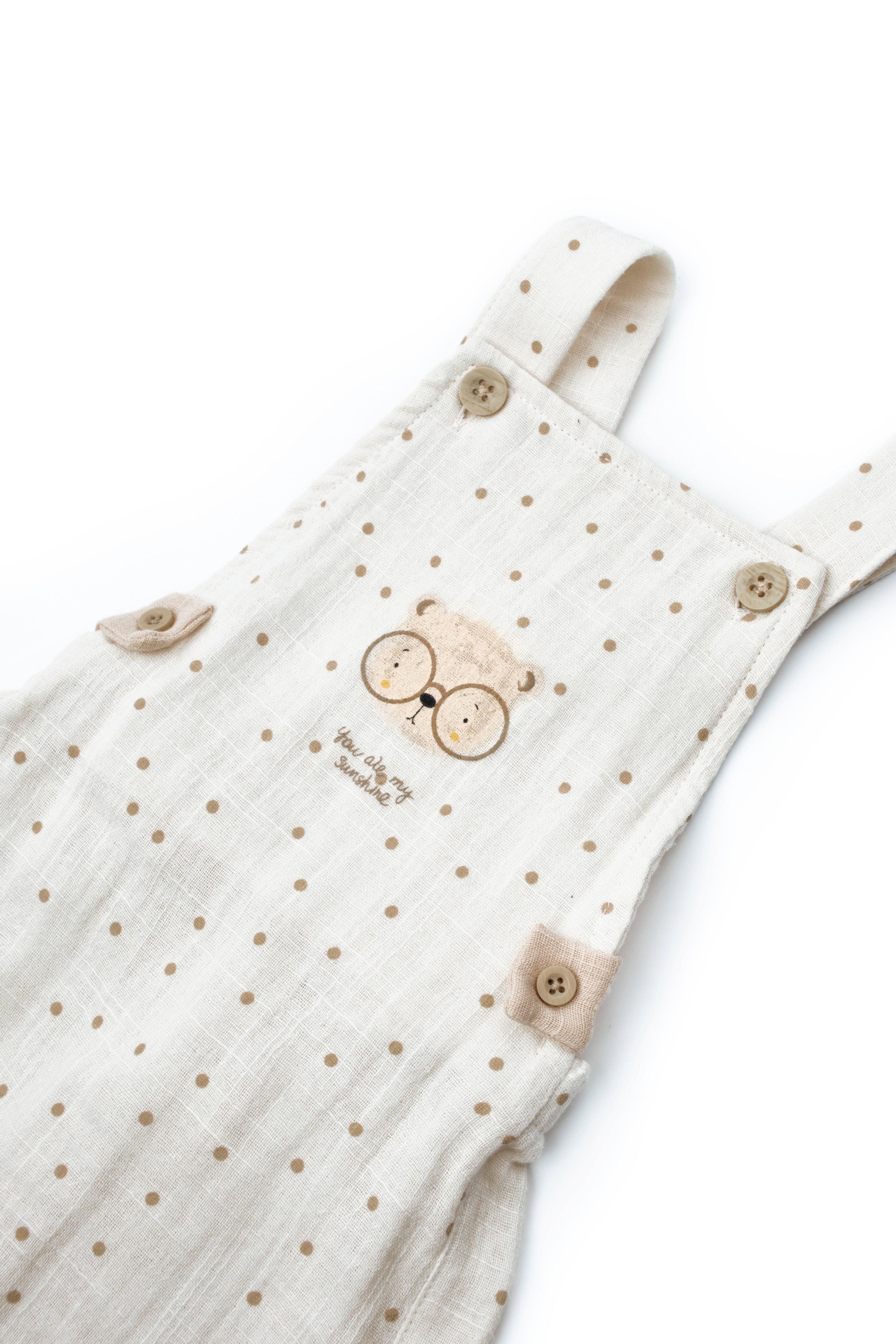 Organik Pamuk Teddy Bear Şapkalı Müslin Şort Tulum