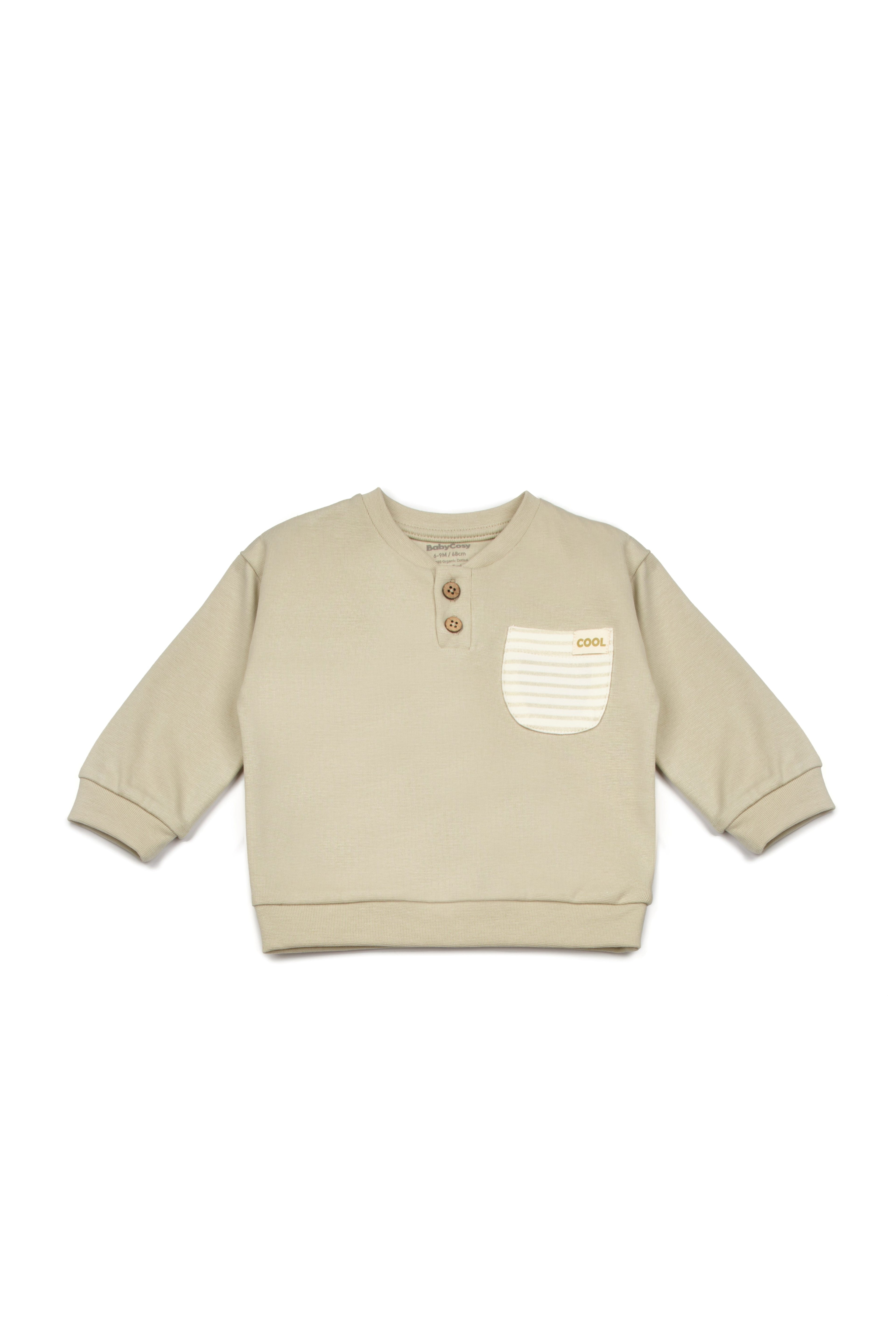 Organik Pamuk Cool Yeşil Sweatshirt Pantolon Bebek Takımı