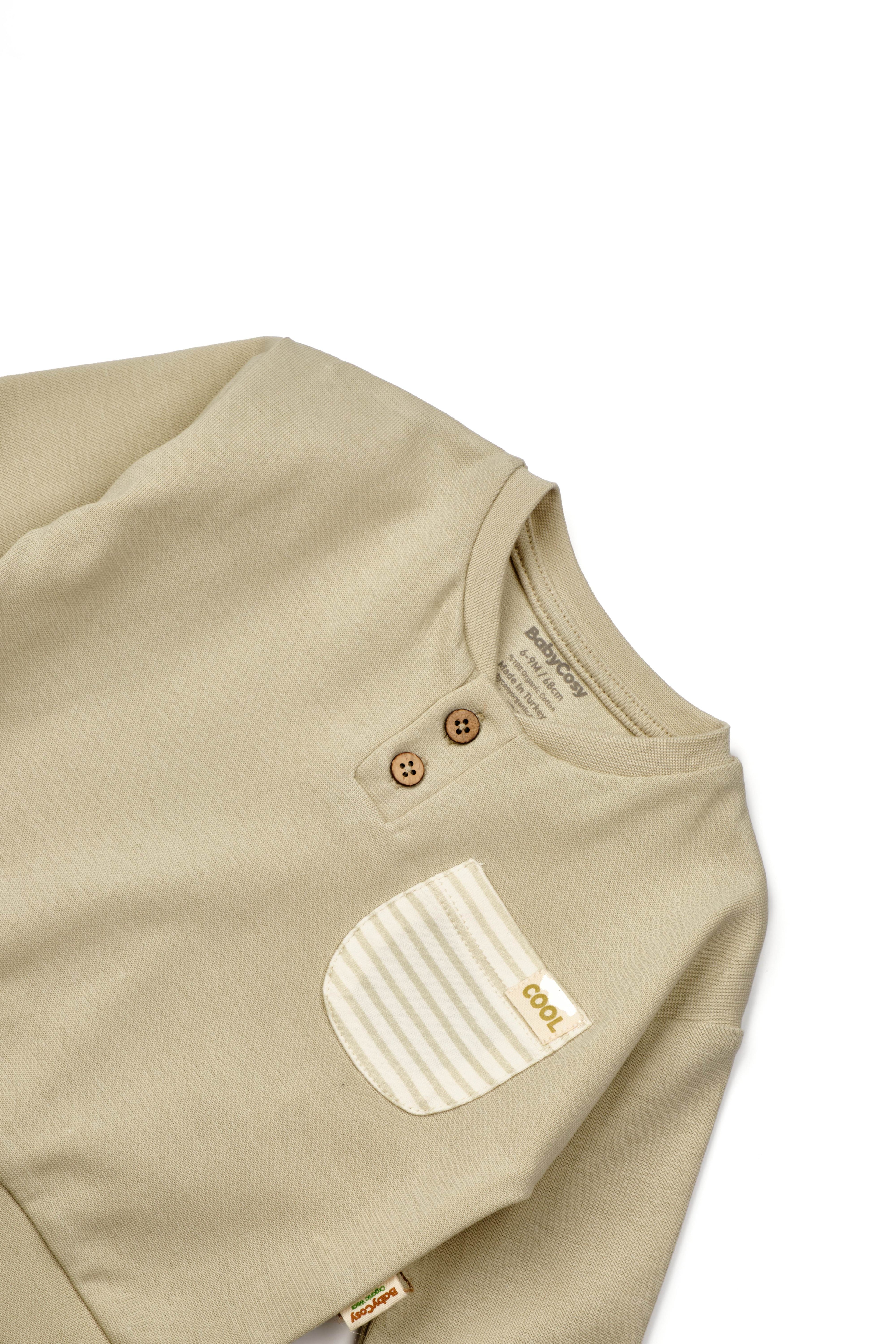 Organik Pamuk Cool Yeşil Sweatshirt Pantolon Bebek Takımı