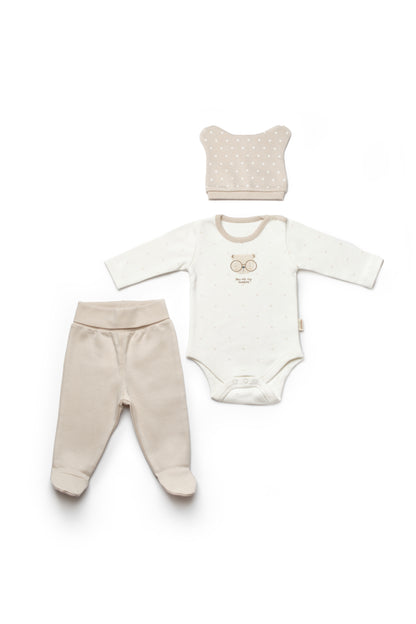 BabyCosy Organik Pamuk Teddy Bear Oyuncak Keseli 3'lü Set