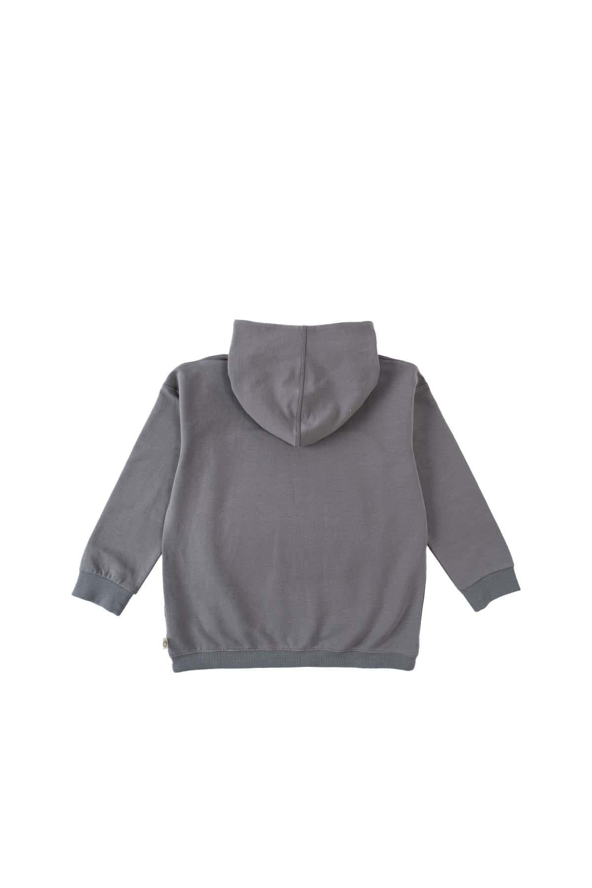 Cepli Kapüşonlu Sweat Çocuk Gri Organik Pamuk - Riki Baby&Kids