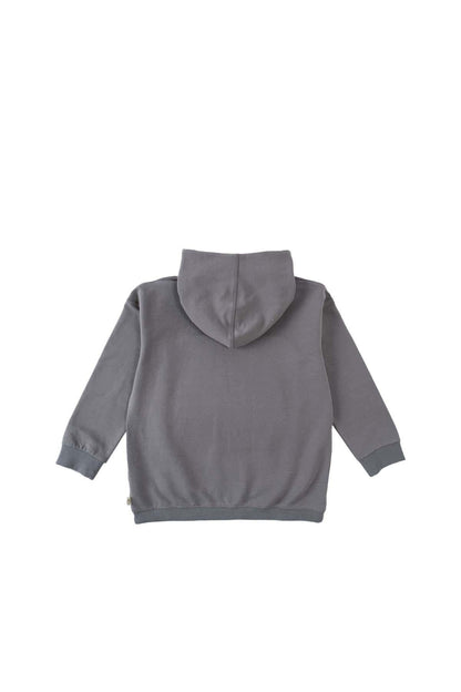Cepli Kapüşonlu Sweat Çocuk Gri Organik Pamuk - Riki Baby&Kids