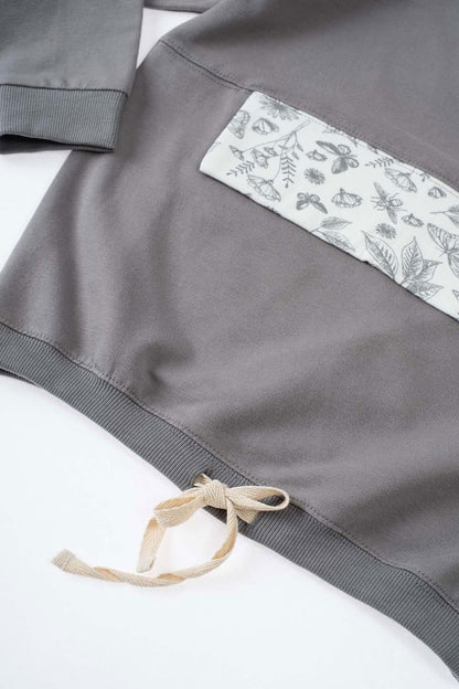 Cepli Kapüşonlu Sweat Çocuk Gri Organik Pamuk - Riki Baby&Kids