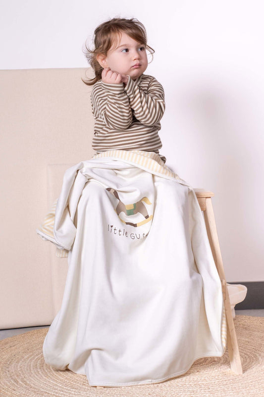 Çift Katlı Organik Pamuk Bebek Battaniyesi Playtime Tay Desenli - Riki Baby&Kids