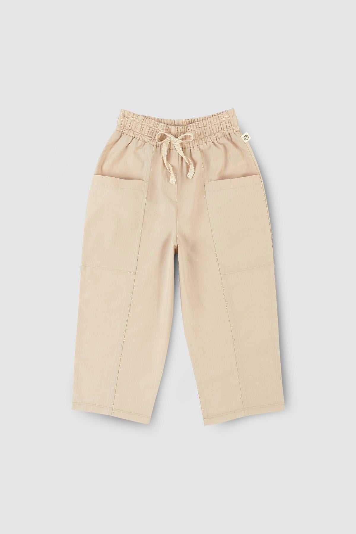 Çocuk Pantolon Bej Organik Pamuk - Riki Baby&Kids