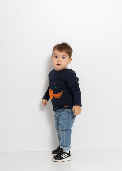 Baykuş Nakışlı Sweatshirt - Riki Baby&Kids