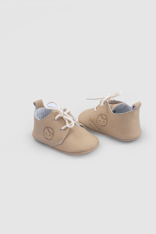 Bağlamalı Deri Bej Bebek Patiği - Riki Baby&Kids