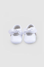 Fiyonklu Deri Beyaz Bebek Patiği - Riki Baby&Kids
