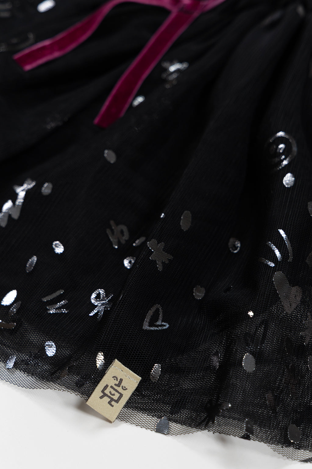 Shine Like Siyah Tül Etek – Gümüş Baskılı