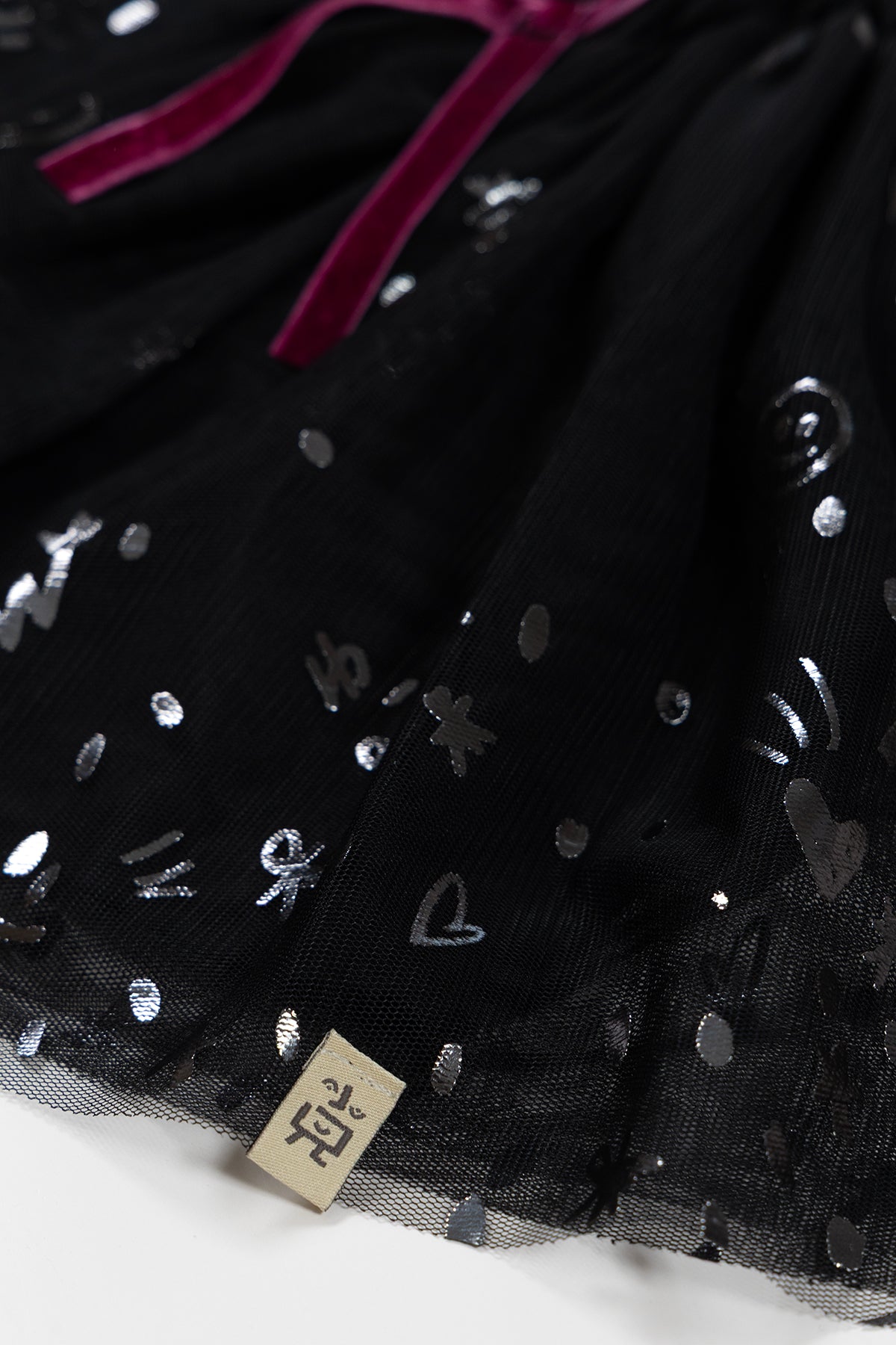 Shine Like Siyah Tül Etek – Gümüş Baskılı